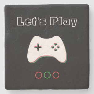 Videospiel-Controller, Lass uns spielen, rote und Steinuntersetzer