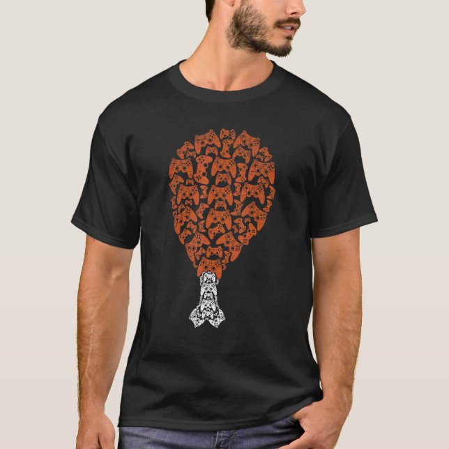 Videospiel-Controller Truthahnbein Thanksgiving Ga T-Shirt (Vorderseite)