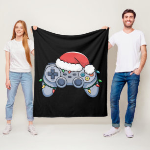 Videospiel-Controller Weihnachten Santa Hut Gamer Fleecedecke