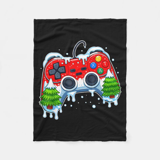 Videospiel-Controller Weihnachten Santa Hut Gamer  Fleecedecke (Vorderseite)