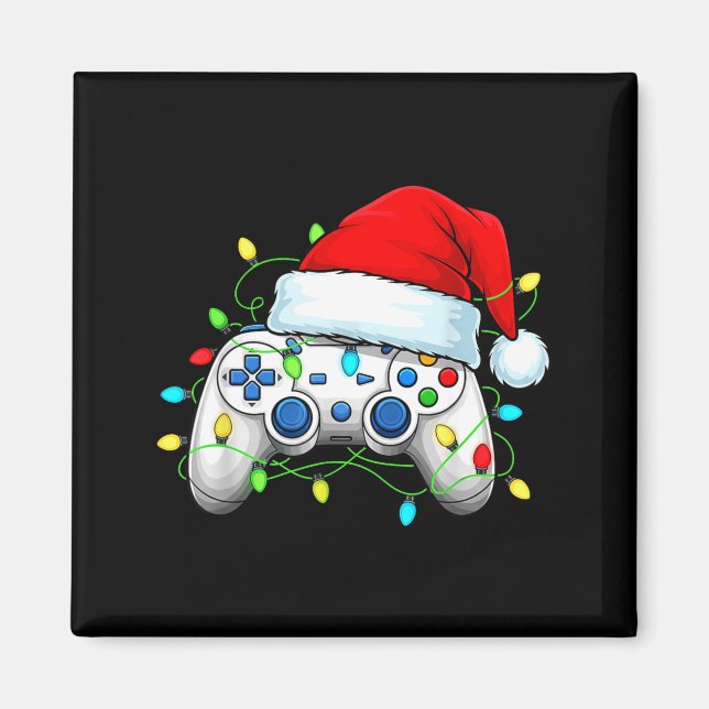 Videospiel-Controller Weihnachten Santa Hut Gamer  Magnet (Vorne)
