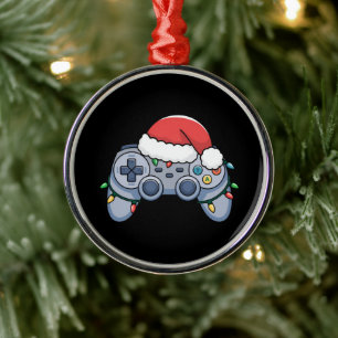 Videospiel-Controller Weihnachten Santa Hut Gamer Ornament Aus Metall