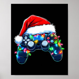 Videospiel-Controller Weihnachten Santa Hut Gamer  Poster