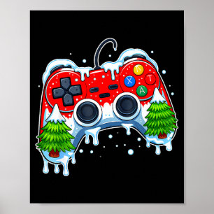 Videospiel-Controller Weihnachten Santa Hut Gamer Poster