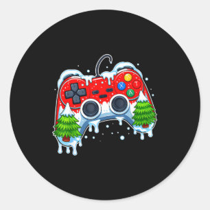 Videospiel-Controller Weihnachten Santa Hut Gamer  Runder Aufkleber