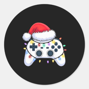 Videospiel-Controller Weihnachten Santa Hut Gamer Runder Aufkleber
