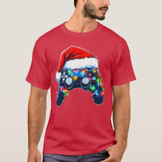 Videospiel-Controller Weihnachten Santa Hut Gamer  T-Shirt