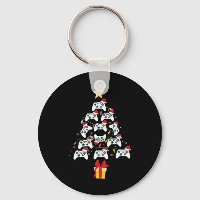 Videospiel-Controller-Weihnachtsbaum Xmas Junge Mä Schlüsselanhänger (Vorderseite)