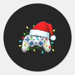 Videospiel-Controller Weihnachtsmann Hut Gamer Bo Runder Aufkleber