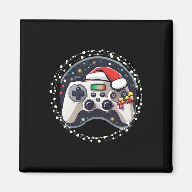 Videospiel-Controller Weihnachtsmannhut Weihnachte Magnet (Vorne)