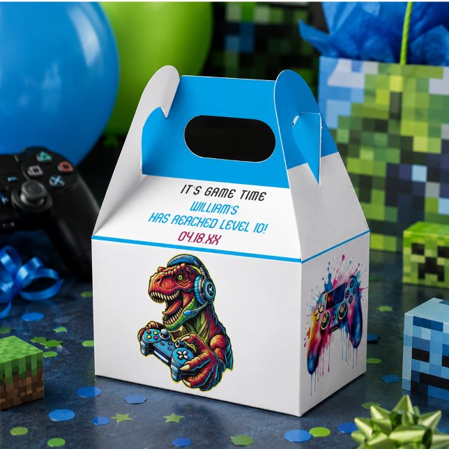 Videospiel Dinosaurier Gaming Geburtstagsparty Geschenkschachtel (Video Game Dinosaur Gaming Birthday Party Favor Boxes)