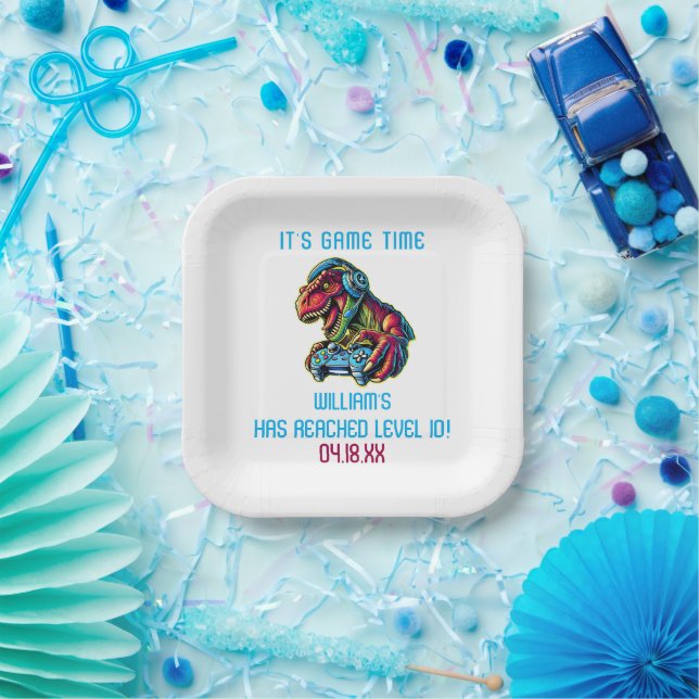 Videospiel Dinosaurier Gaming Geburtstagsparty Pappteller (Party)