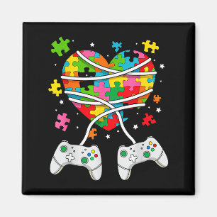 Videospiel farbenfrohes Puzzle-Herz Autismus-Bewus Magnet