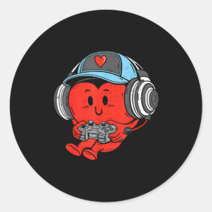 Videospiel-Gamer-Herz Valentinstag Gaming Jungen Runder Aufkleber