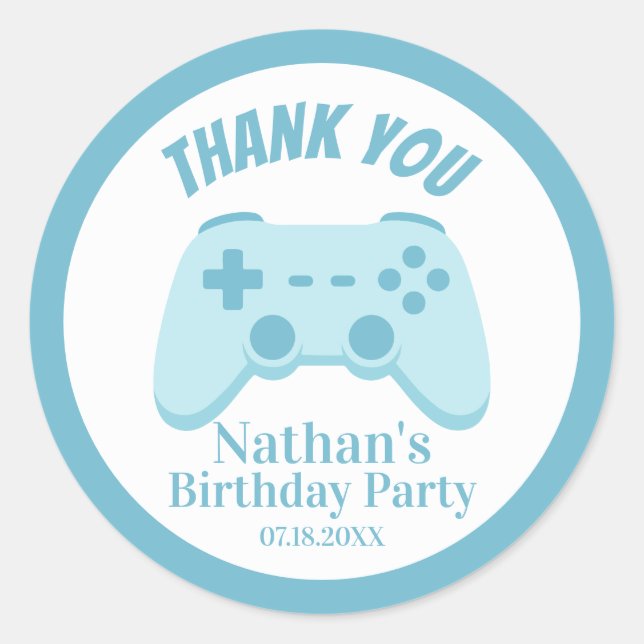 Videospiel-Geburtstag | Gaming-Controller-Party Runder Aufkleber (Vorderseite)