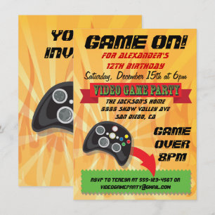 Videospiel-Geburtstags-Party Einladungen