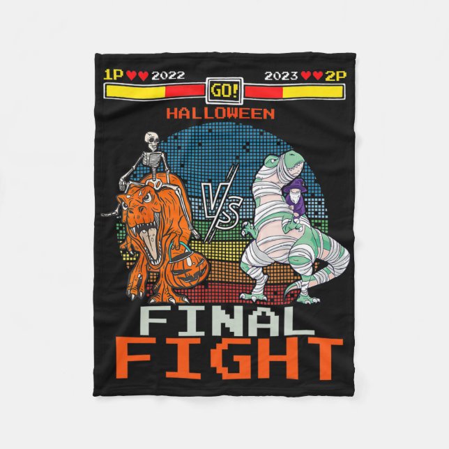 Videospiel Halloween T-rex Skeleton Mummy - Final Fleecedecke (Vorderseite)