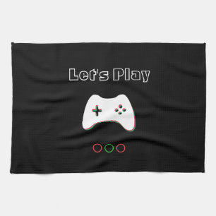 Videospiel-Kontrolleur, ließ uns spielen, rote u. Geschirrtuch