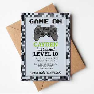 Videospiel Level Up Gamer Geburtstagseinladung Einladung