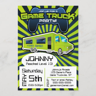Videospiel-LKW-Geburtstags-Einladung Einladung