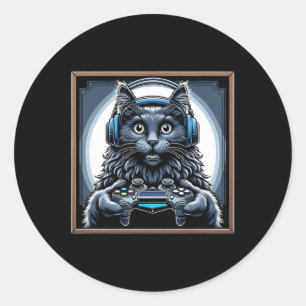 Videospiel Nebelung Cat Gaming Runder Aufkleber