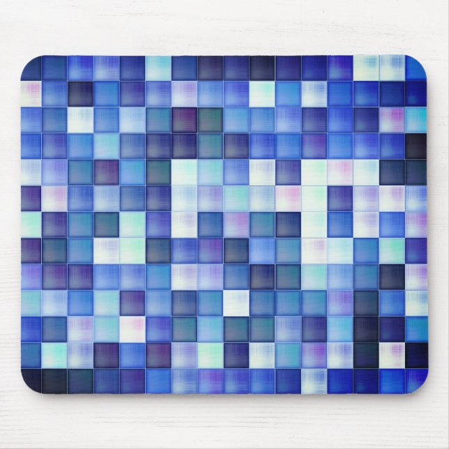 Videospiel-Pixel Blaues Quadratmuster Mousepad (Vorne)