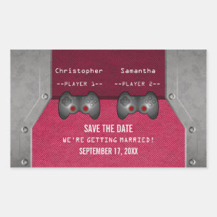 Videospiel Save the Date Sticker, Rosa Rechteckiger Aufkleber