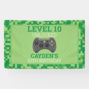 Videospiel-Spiel auf Geburtstagsparty Green Pixel Banner