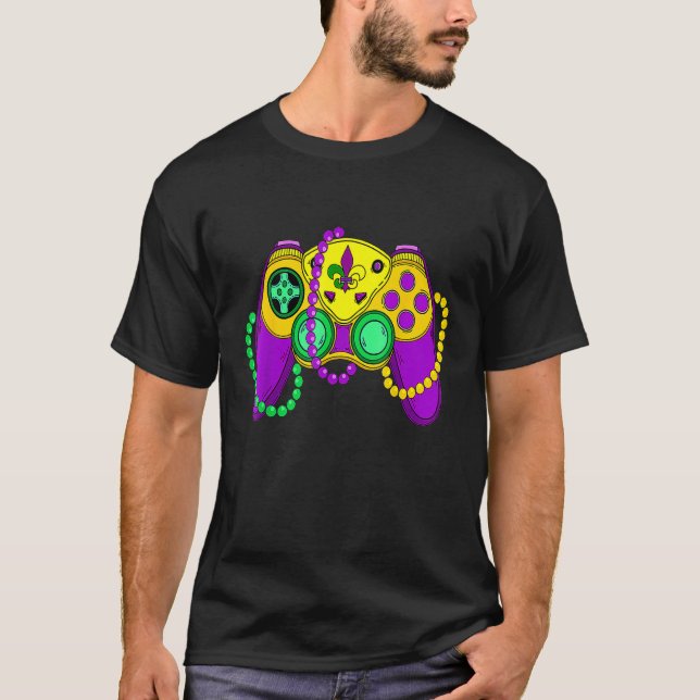 Videospielcontroller Mardi Gras Karneval Maske Fal T-Shirt (Vorderseite)