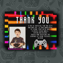 Videospielcontroller Neon Gaming Foto Geburtstag Dankeskarte