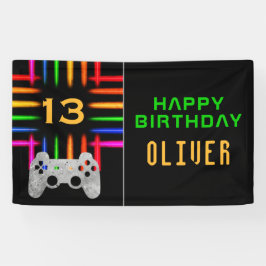 Videospielcontroller Neon Gaming Geburtstagsparty Banner
