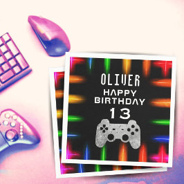 Videospielcontroller Neon Gaming Geburtstagsparty Serviette