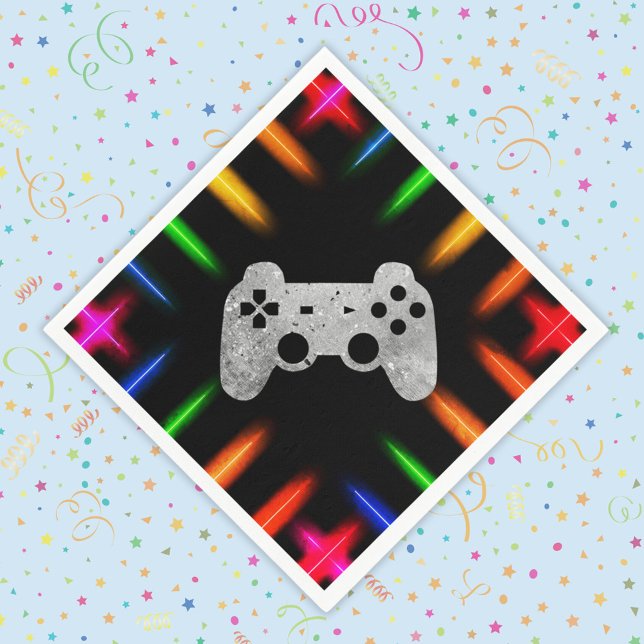 Videospielcontroller Neon Gaming Geburtstagsparty Serviette (Von Creator hochgeladen)
