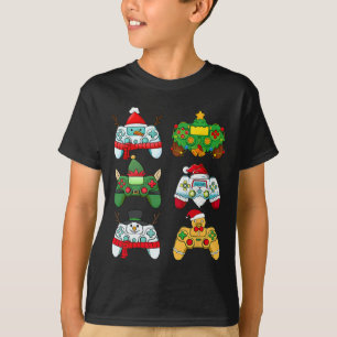 Videospielcontroller Weihnachtsmannmütze Gamer Boy T-Shirt