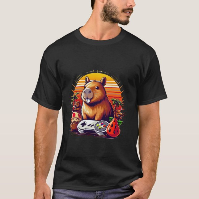 Videospiele Lover Capybara T-Shirt (Vorderseite)