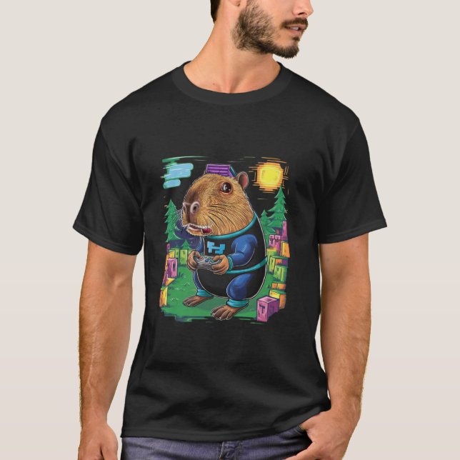 Videospiele Lover Capybara T-Shirt (Vorderseite)