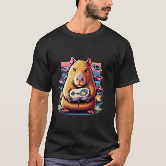 Videospiele Lover Capybara T-Shirt (Vorderseite)