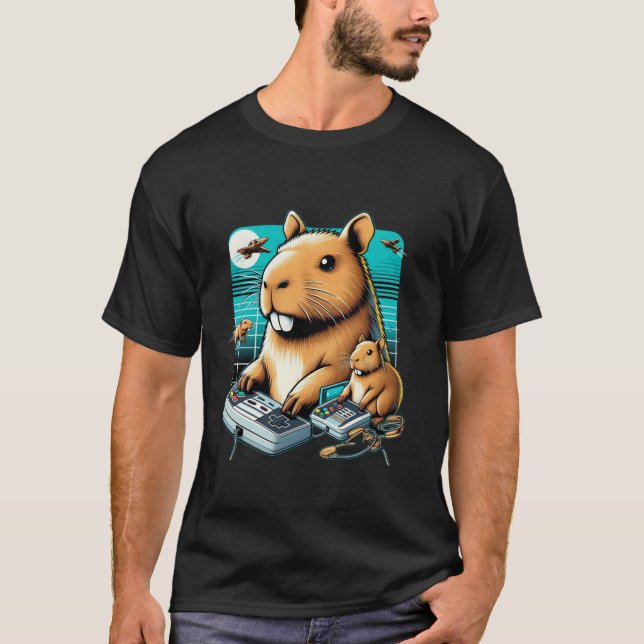 Videospiele Lover Capybara T-Shirt (Vorderseite)