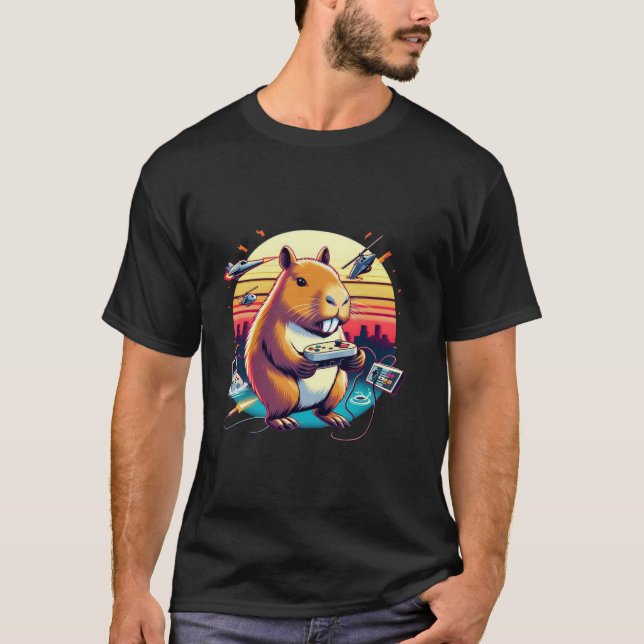 Videospiele Lover Capybara T-Shirt (Vorderseite)