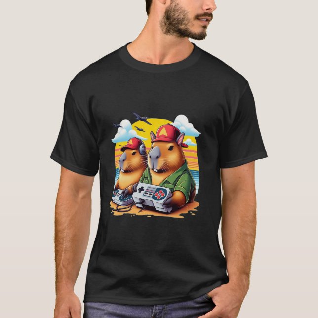 Videospiele Lover Capybara T-Shirt (Vorderseite)