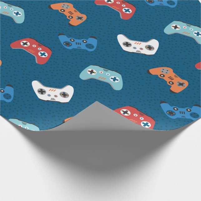 Videospielecontroller dunkelblau geschenkpapier (Ecke)