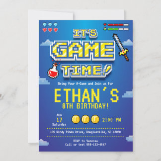 Videospieleinladung, Gamer-Party, Videospiel Einladung