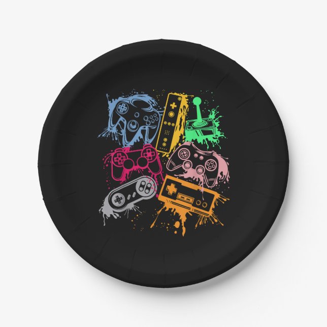 Videospielkonsole Controller Retro 80's 90's Arc Pappteller (Vorderseite)
