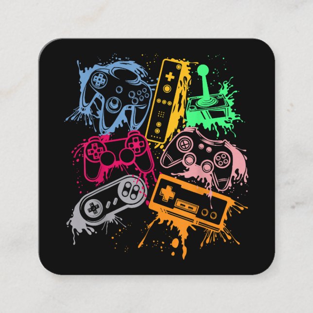Videospielkonsole Controller Retro 80's 90's Arc Quadratische Visitenkarte (Vorderseite)