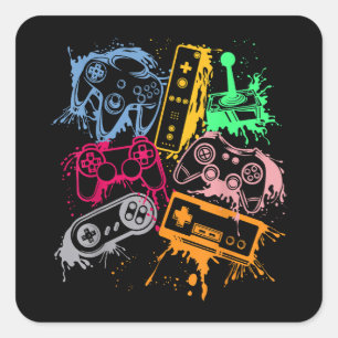 Videospielkonsole Controller Retro 80's 90's Arc Quadratischer Aufkleber