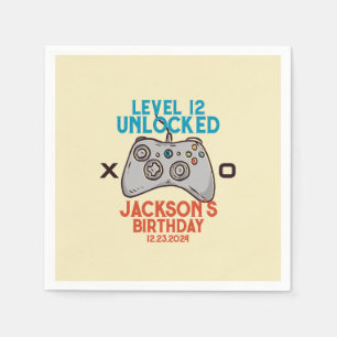 Videospiellevel Unlocks Junge Geburtstagsparty Serviette
