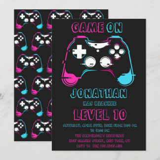 Videospiellevel-up Gamer Geburtstagsparty Einladung