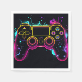 Videospiellevel-Up-Gamer Neon Geburtstag Serviette