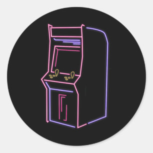 Videospielmaschine Vintag 80er 90er Retro Runder Aufkleber