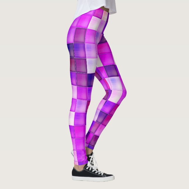 Videospielpixel rosa Quadrat Muster Leggings (Rechts)